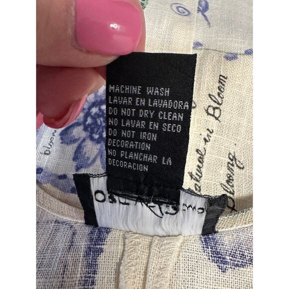 Vtg Positive Attitude 100% Linen Sleeveless Shift Dress Floral Botanical Print M - Picture 10 of 10